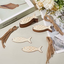 30 шт. рыбка незаконченные вырезанные из дерева подвесные украшения DIY-SP0004-52