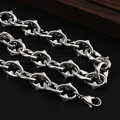 Ожерелья из овальной цепи с шипами из нержавеющей стали 304 для женщин и мужчин NJEW-A043-01P