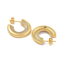 Серьги-гвоздики с прозрачным паве из латуни с кубическим цирконием EJEW-N054-52G