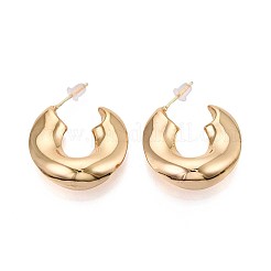 C-образные латунные серьги-гвоздики&nbsp;EJEW-T047-93G