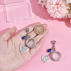 2 шт. плоские круглые подвески-медальоны из сплава и стекла в тибетском стиле&nbsp;HJEW-UN00041