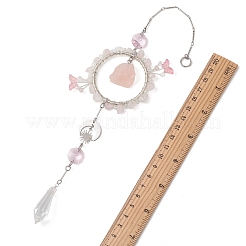 Sonnenfänger aus natürlichem Rosenquarz und Glas&nbsp;HJEW-TA00454-01
