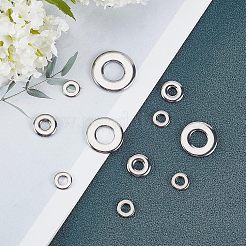 24個4スタイルの304ステンレススチールリンクリング  ドーナツ  ステンレス鋼色  6個/スタイル&nbsp;STAS-UN0021-74P