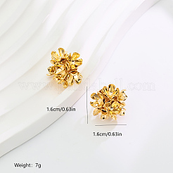 真鍮の花のスタッドピアス  18KGP本金メッキ  16x16mm&nbsp;IF6641-1