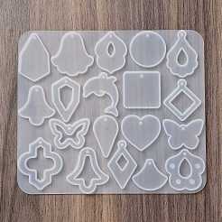 幾何学的なイヤリングペンダント DIY シリコン型  レジン型  UVレジン用  エポキシ樹脂工芸品作り  透明  113x129x4.5mm  内径：12.5~32x15.5~26mm  穴：2mm&nbsp;DIY-Q033-05B