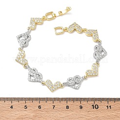 Bracelets à maillons en forme de cœur sertis de micro-pavés de zirconiums cubiques transparents pour femmes&nbsp;BJEW-C156-08A-GP