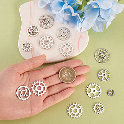 100 pièces 10 styles thème steampunk style tibétain pendentifs de pignon d'engrenage en alliage&nbsp;TIBEP-CJ0001-55