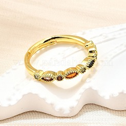 Регулируемые латунные кольца с микропаве из кубического циркония для женщин RJEW-H247-15G