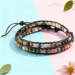 Natürliche indische Achat-Armbänder mit runden Perlen&nbsp;BJEW-WH20001-14A
