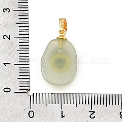 天然石グリーンアベンチュリンペンダント  真鍮の太陽が付いたティアドロップチャーム  ゴールドカラー  21x12x6mm  穴：6.5x3.5mm&nbsp;G-T151-03J