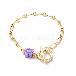 Браслеты из полимерной глины с цветочными звеньями ручной работы&nbsp;BJEW-JB06555