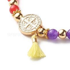 7 chakra teint naturel malaisie jade perles rondes bracelets extensibles ensemble pour fille femmes&nbsp;BJEW-JB07003