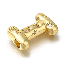 真鍮製キュービックジルコニアペンダント  文字I  文字I  22x14.5x5.5mm  穴：4x4.5mm&nbsp;X-KK-Q818-03I-G