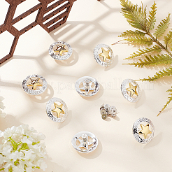 8穴合金ボタン1個  スターとフラットラウンド  DIYの荷物とハードウェアアクセサリー用  銀  29x7.9~12.5mm  穴：3.4mm  8個/箱&nbsp;FIND-GF0002-25
