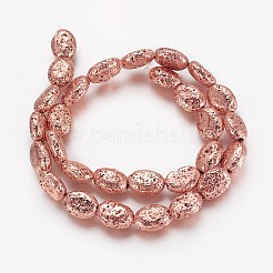 Fili di perle di roccia lavica naturale elettrodeposta&nbsp;G-P400-01
