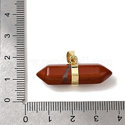 Pendentifs pointus à double borne en jaspe rouge naturel&nbsp;G-NH0001-15G-09