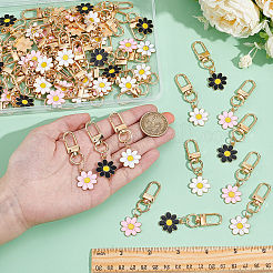 60 шт. 3-х цветная эмалевая подвеска из цинкового сплава с цветочным узором&nbsp;HJEW-TW0001-01