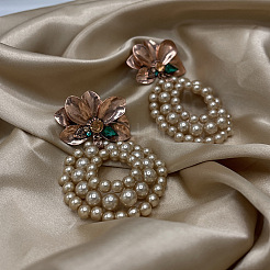 Серьги-гвоздики из цветочного сплава и страз&nbsp;FS-WG89435-01