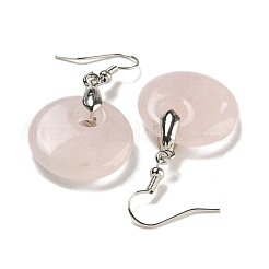 Orecchini pendenti rotondi piatti in ottone placcato a cremagliera per donna&nbsp;EJEW-B064-01P-06