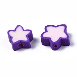 手作り樹脂粘土ビーズ  スター  インディゴ  8.5~11x9~11x4mm  穴：1.6mm&nbsp;CLAY-N011-015C