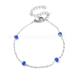 Bracelet chaîne en acier inoxydable 304 avec perles rondelles en émail&nbsp;BJEW-G683-02P