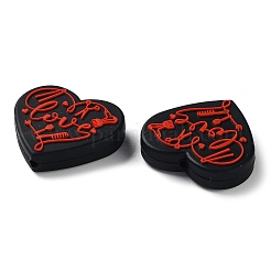 Пищевое сердце с силиконовыми фокальными бусинами со словом «любовь» SIL-NH0001-01B