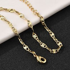 Латунные овальные звенья цепи браслеты для женщин мужчин BJEW-F494-04G