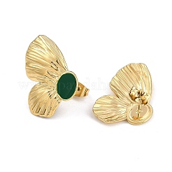 PVD-Vakuumbeschichtung 304 Edelstahl Schmetterling Ohrstecker mit Emaille&nbsp;EJEW-Z075-05G-01