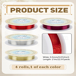 4 рулон медной проволоки 4 цветов для изготовления ювелирных изделий&nbsp;CWIR-LP0001-22A-01