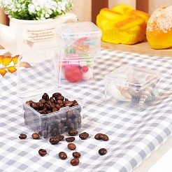 クリアプラスチックビーズ収納ケース  ヒンジ付き蓋付き  フリップカバー  正方形  ホワイト  5.5x5.5x3.5cm  インナーサイズ：5.1x5.1センチメートル&nbsp;CON-WH0074-63A