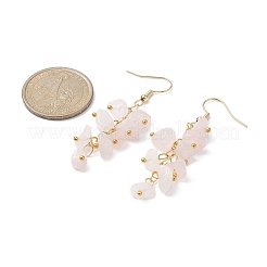 Puces de quartz rose naturel dangle boucles d'oreilles&nbsp;EJEW-JE05266-03