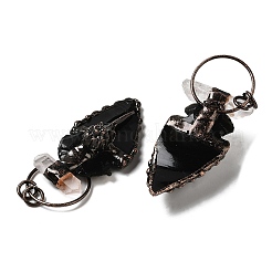 Большие подвески из натурального обсидиана и кристаллов кварца G-G019-14R-01