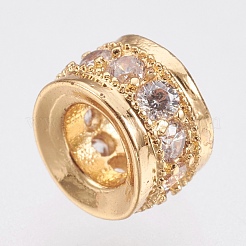 Латунные микро проложить кубического циркония бусы ZIRC-F083-102G-RS