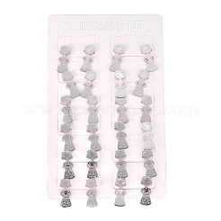 変色しにくい304ステンレススチールスタッドピアス  ピアスバックキャッチ付き  女男  ステンレス鋼色  18x7mm  ピン：0.8mm&nbsp;STAS-D232-09P
