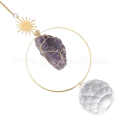 3 шт. подвесных круглых ловцов солнца из натурального аметиста&nbsp;HJEW-JM04660