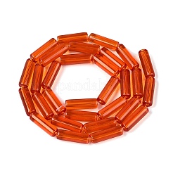 透明ガラスビーズ連売り  ラッパ  レッドオレンジ  12.5~13x4~4.5mm  穴：0.6~0.9mm  約28~29個/連  14.57~15.16インチ（37~38.5cm）&nbsp;GLAA-N070-01A-A02