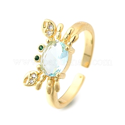 Кольца-манжеты с микропаве из латуни и кубическими цирконами в морском стиле для женщин RJEW-F184-17F-G