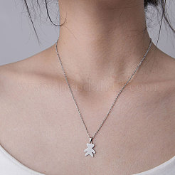 Не тускнеющее ожерелье с подвеской в виде медведя из нержавеющей стали 201 NJEW-OY001-09