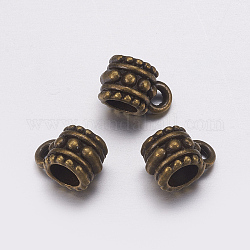 Tibetischen stil Aufhänger mit Öse, Perlen der Patsche, Bleifrei & Nickel frei, Kolumne, Antik Bronze, 7.2x6.5 mm, Bohrung: 2.1 mm, Innendurchmesser: 4.3 mm