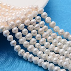 Brins de perles de culture d'eau douce naturelles, polie, pomme de terre, couleur naturelle, blanc, 6.9~8.5mm, Trou: 0.8mm, Environ 43~44 pcs/chapelet, 12.99 pouce (33 cm)