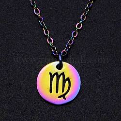 Ожерелье с подвеской в виде созвездия из титановой стали цвета радуги для женщин, Дева, 15.75 дюйм (40 см)