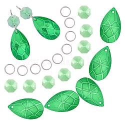 Gorgecraft bricolage brillant pendentif à facettes faisant des kits, y compris les liens octogonaux en strass en verre, pendentifs en verre octogone, anneaux brisés en fer, verte, liens: 20 pièces, pendentifs: 10 pièces, anneau: 40pcs