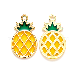 Alloy Pendants, with Epoxy Resin, Cadmium Free & Lead Free, Pineapple, Golden, Gold, 27.5x16.5x1.5mm, Hole: 2mm