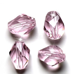 Имитация австрийских кристаллов, класс AAA, граненые, двухконусные, розовые, 6x8 мм, отверстие : 0.7~0.9 мм