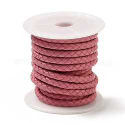 Cable trenzado de cuero de vaca, cuerda de cuero para pulseras, rosa, 5mm, alrededor de 4.37 yarda (4 m) / rollo
