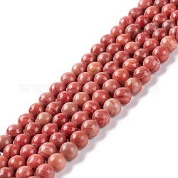 Línea de plata natural hebras de perlas de jaspe, teñido y climatizada, redondo, piel roja, 6~6.5mm, agujero: 1 mm, aproximamente 61~66 pcs / cadena, 15.16~15.75 pulgada (38.5~40 cm)