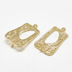Brass Links connectors, Real 18K Gold Plated, 26.5x16.5x1mm, Hole: 1.5mm