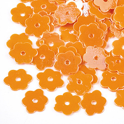 Accessori dell'ornamento, paillette / paillettes in plastica pvc, fiore, arancione scuro, 6x7~7.5x0.4mm, Foro: 1 mm, circa 34300pcs/490g