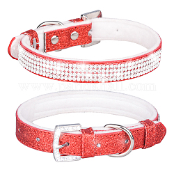 Adjustable Glittered Felt Pet Collars, Resin Rhinestone Cat Dog Choker Necklace, Red, 420x20mm