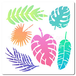 GORGECRAFT Fall Leaves Stencil 30×30CM Turtleback Leaf Template Plastic Tropical Plant Leaves Palm Fern Leaf Template Reusable Sign Square Stencils for Painting on Wood Wall Scrapbooking Card Floor